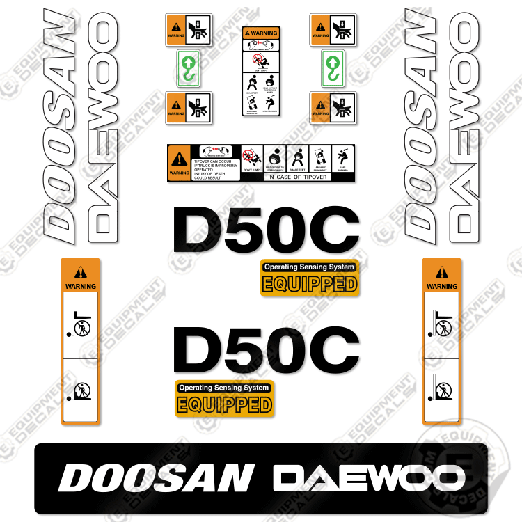 Fits Doosan Daewoo D50C-2 Decal Kit Forklift