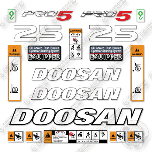 Doosan G25E-5 Decal Kit Forklift- Aftermarket Kit - NOT GENUINE OEM