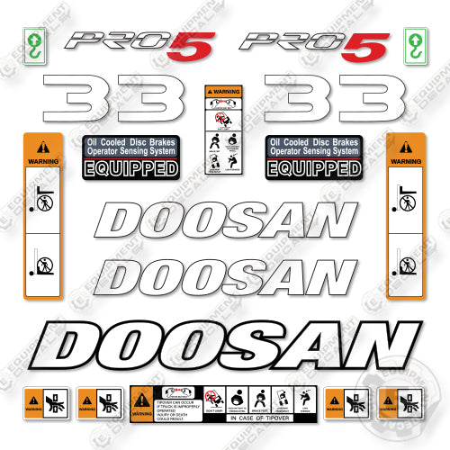 Doosan G33P-5 Decal Kit Forklift- Aftermarket Kit - NOT GENUINE OEM