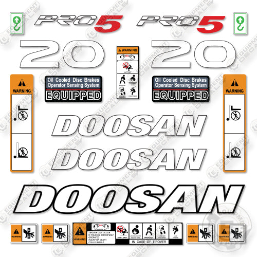 Doosan GC20P-5 Decal Kit Forklift- Aftermarket Kit - NOT GENUINE OEM