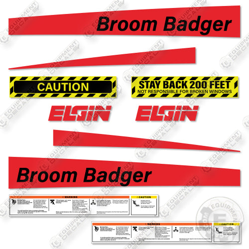 Fits Elgin Broom Badger Decal Kit Street Sweeper - Style 1!