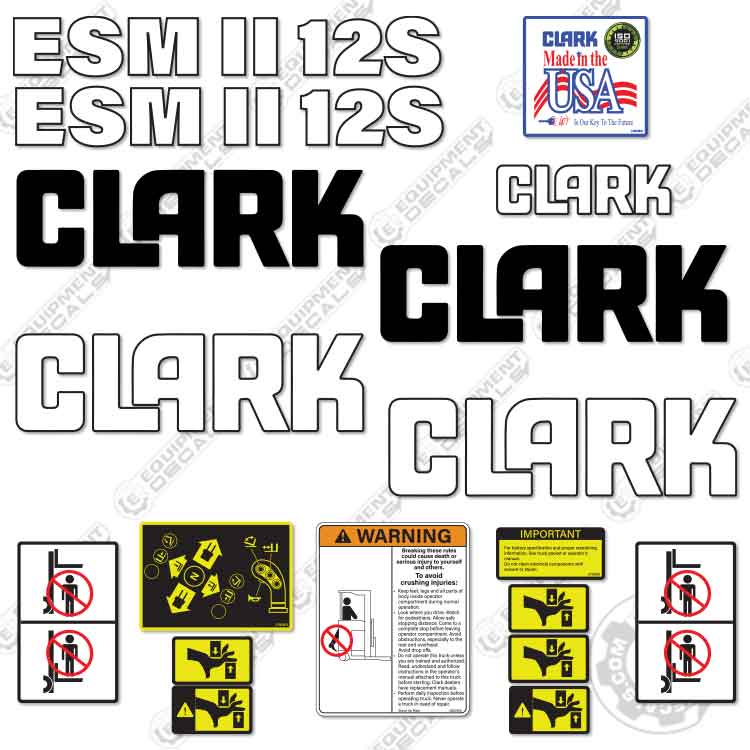 Fits Clark ESMII-12S Forklift Decal Kit