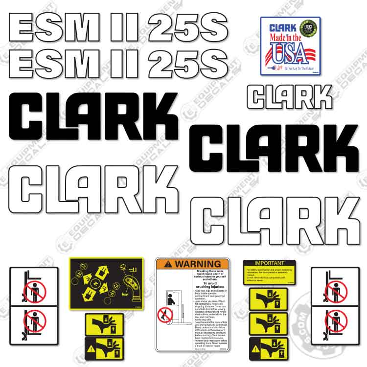 Fits Clark ESMII-25S Forklift Decal Kit