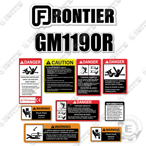Fits Frontier GM1190R Decal Kit Finish Mower