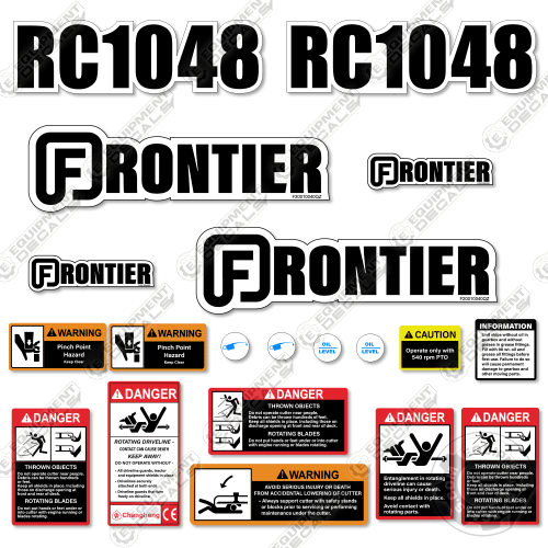 Fits Frontier RC1048 Decal Kit Tractor Rotor Mower