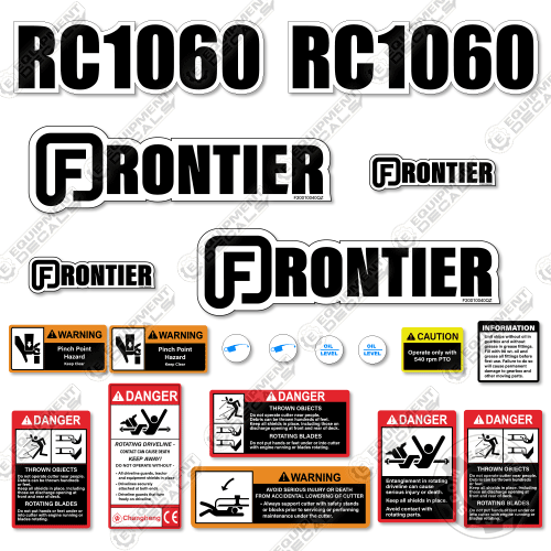 Fits Frontier RC1060 Decal Kit Tractor Rotary Cutter