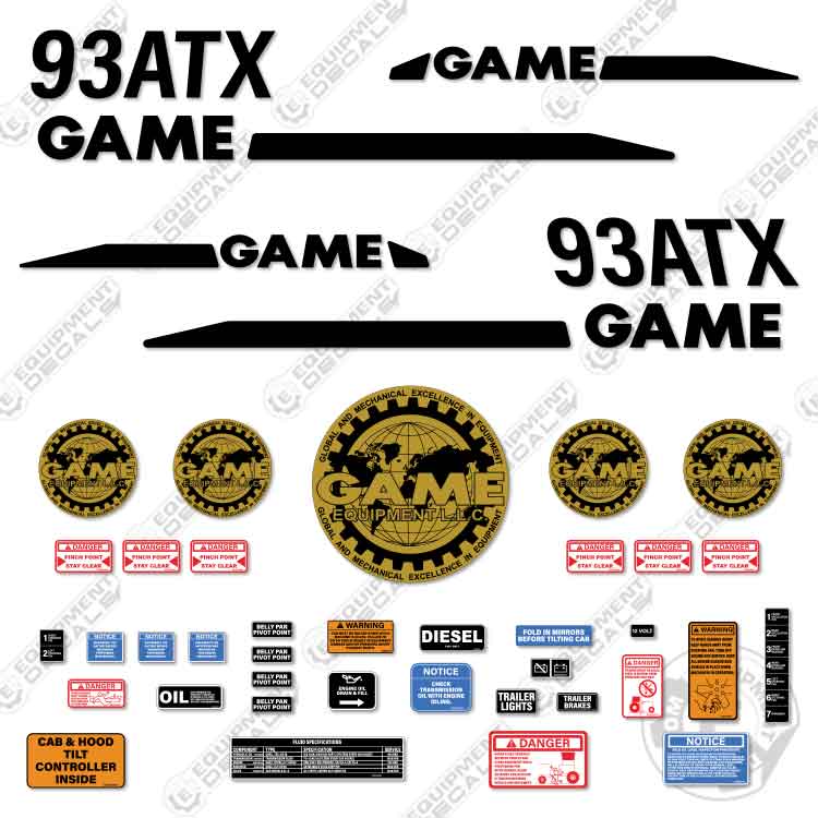 Game Engine Decals Fits Game 93ATX3 Decal Kit Tractor – Equipment Decals