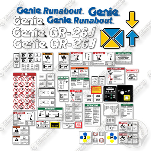 Genie GR26J Decal Kit ( from grj10-101 to grj16l-1999) Vertical Mast Lift - Aftermarket Kit