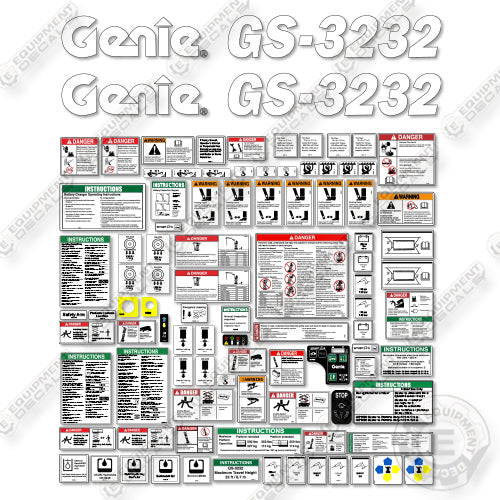 Genie GS3232 Decal Kit Scissor Lift ( SN: GS32P-148700 to GS32P-200100) - Aftermarket Kit