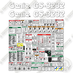 Genie GS3232 Decal Kit Scissor Lift ( SN: GS32P-148700 to GS32P-200100) - Aftermarket Kit