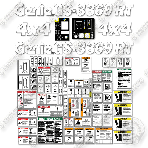 Fits Genie GS-3369 RT (GS6911-101 to GS6916-7896) Decal Kit Scissor Lift