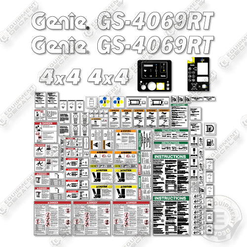 Fits Genie GS4069RT (GS69F 10500 to GS69F 17999) Decal Kit Scissor Lift