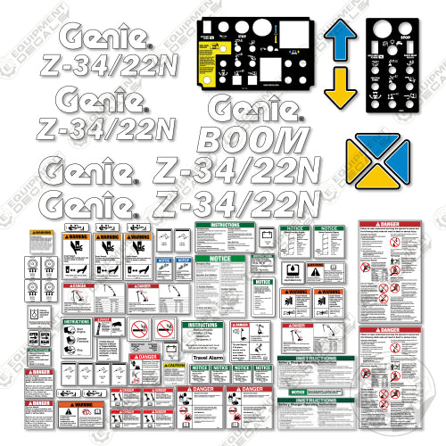 Genie Z34 22N Decal Kit Articulated Boom Lift - (SN: from 0001 2226) - Aftermarket Kit