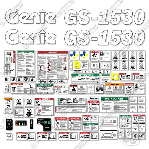 Fits Genie GS1530 Decal Kit Scissor Lift (SN: GS3016P-151487 to GS3016P-160599)
