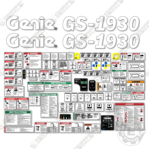 Fits Genie GS1930 Decal Kit Scissor Lift (SN GS30P-160600 To GS30P-200100)