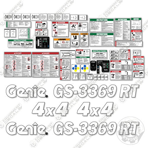 Fits Genie GS-3369 RT Decal Kit Scissor Lift – Equipment Decals