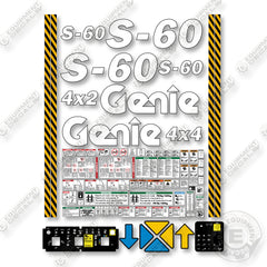 Genie S60  Decal Kit Boom Lift (SN: 09154-21000) - Aftermarket Kit