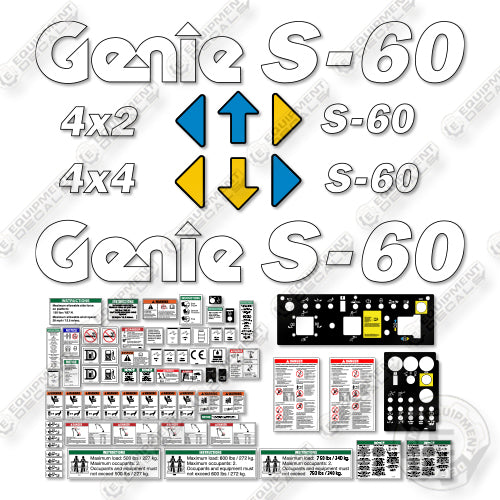 Genie S60 Decal Kit (SN: 3100-6829) Boom Lift - Aftermarket Kit