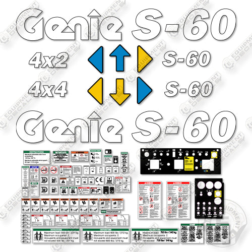 Genie S60 Decal Kit (SN: 6830-09153) Boom Lift - Aftermarket Kit