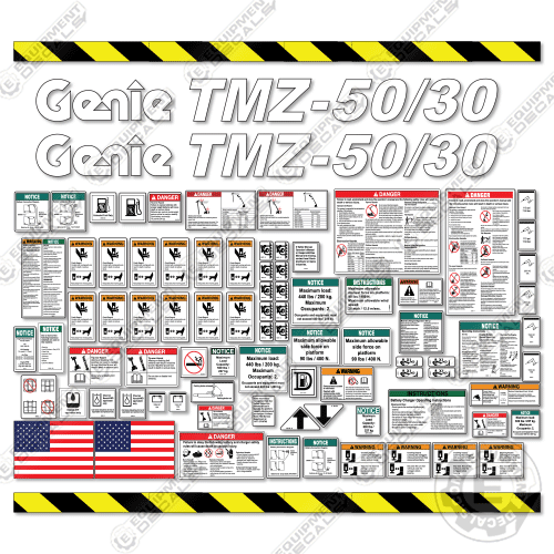 Fits Genie TMZ-50/30 Decal Kit Towable Boom Lift (T5003-001 to T5003-334)