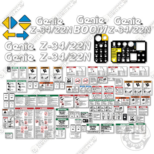 Fits Genie Z34/22N Decal Kit Boom Lift (SN: 2227 to 10885)
