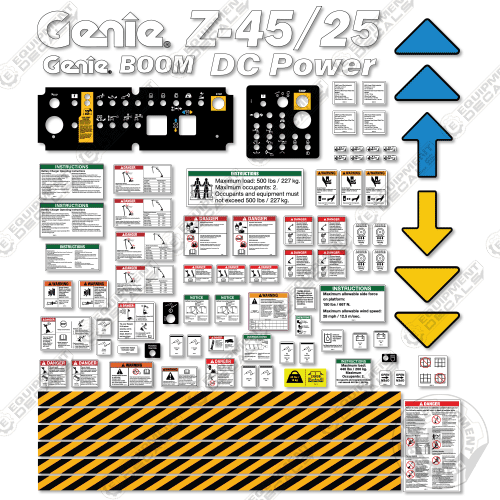 Fits Genie Z-45/25 Decal Kit DC POWER Boom Lift (FITS SN: Z452513D-101 to Z452516d-939)