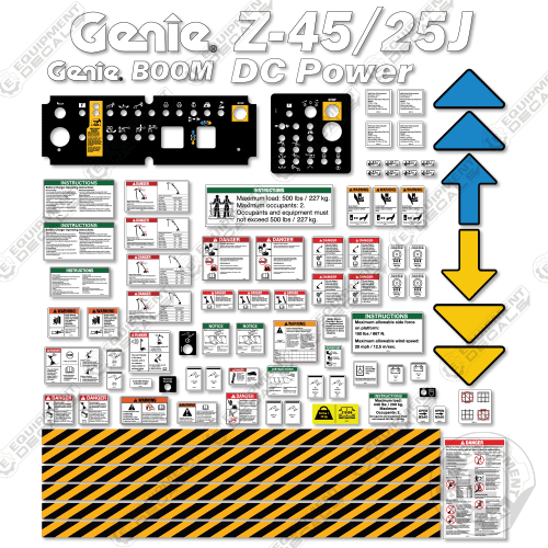 Fits Genie Z-45/25J Decal Kit DC POWER Boom Lift (FITS SN: Z452513D-101 to Z452516d-939) (Copy)