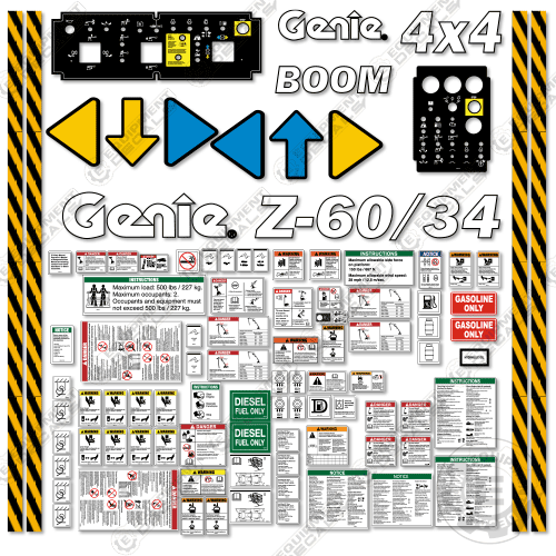 Fits Fits Z-60/34 Decal Kit Boom Lift (SN: 4551-14370)