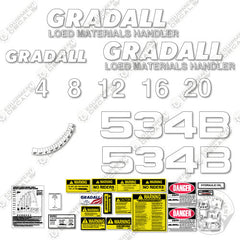 Fits Gradall 534B Decal Kit Telehandler "LOED MATERIAL HANDLER"