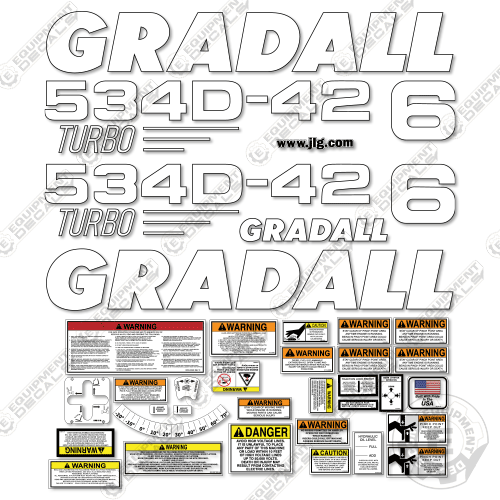 Fits Gradall 534D-42 Turbo Decal Kit Telehandler – Equipment Decals