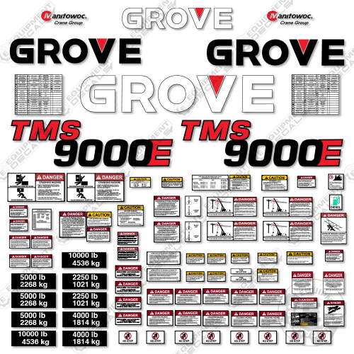 Fits Grove TMS9000E Decal Kit Crane Equipment Decals
