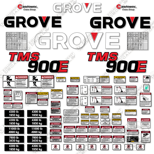 Fits Grove TMS900E Decal Kit Crane