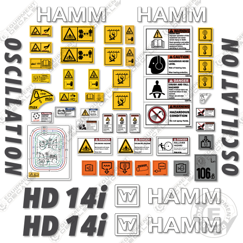 Fits HAMM HD14i Decal Kit Tandem Roller