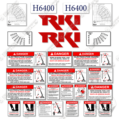 Fits RKI H6400 Decal Kit Crane Truck