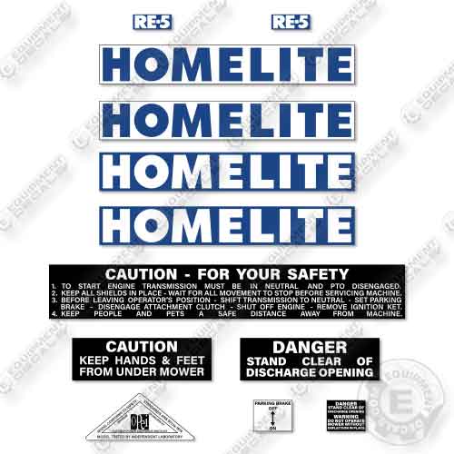 Fits Homelite RE-5 Decal Kit Riding Mower