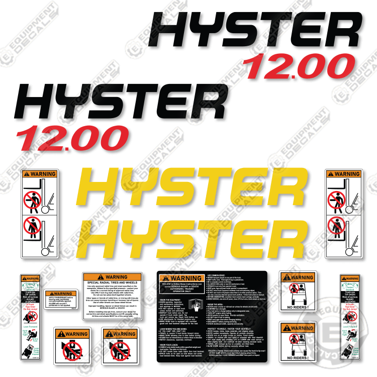 Fits Hyster 12.00 Decal Kit Forklift (12XM)