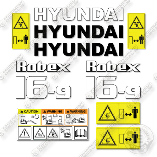 Hyundai 16-9 Decal Kit Mini Excavator - Aftermarket Kit
