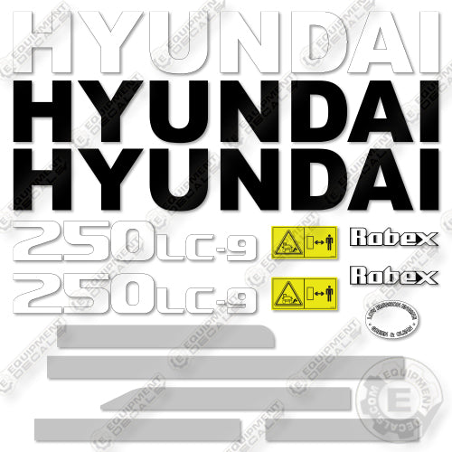 Fits Hyundai 250LC-9 Decal Kit Crawler Excavator