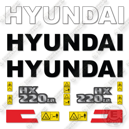 Hyundai HX20LR Decal Kit Crawler Excavator - Aftermarket Kit