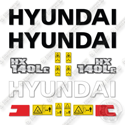 Hyundai HX140LC Decal Kit Crawler Excavator- Aftermarket Kit