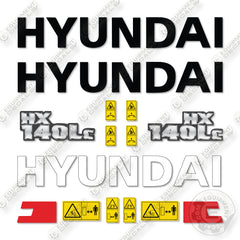 Hyundai HX140LC Decal Kit Crawler Excavator- Aftermarket Kit