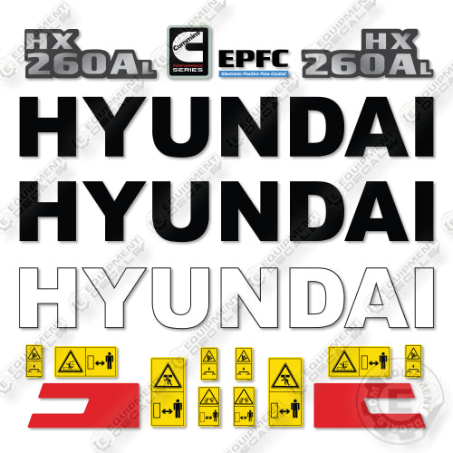 Fits Hyundai HX260AL Decal Kit Excavator