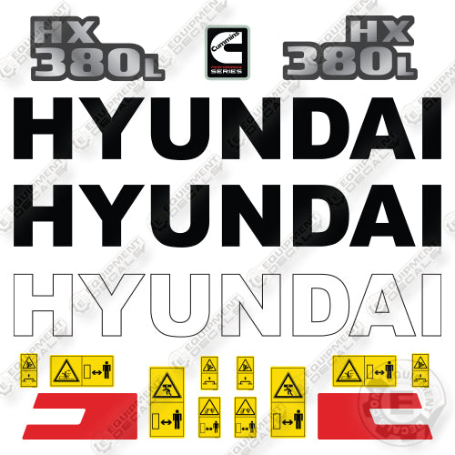 Hyundai HX380AL Decal Kit Excavator - Aftermarket Kit