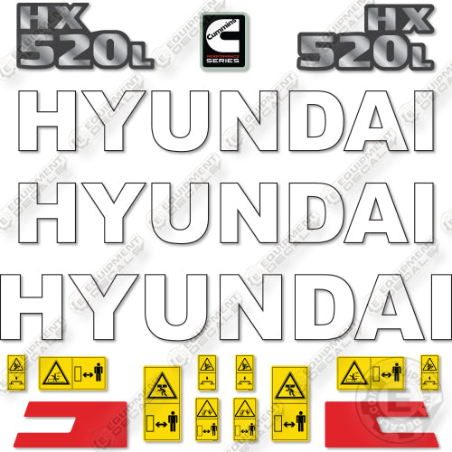 Hyundai HX250L Decal Kit Excavator -Aftermarket Kit