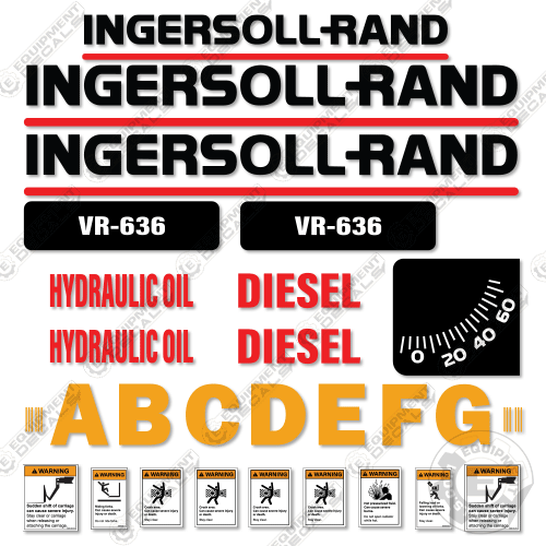 Fits Ingersoll Rand VR-636 Decal Kit Telehandler Forklift