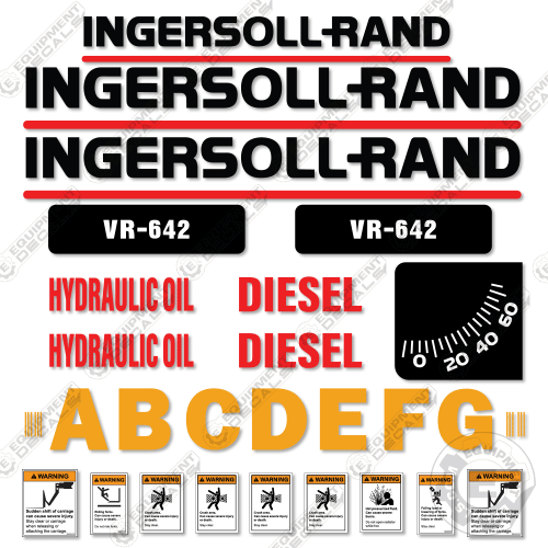 Fits Ingersoll Rand VR-642 Decal Kit Telehandler Forklift – Equipment ...