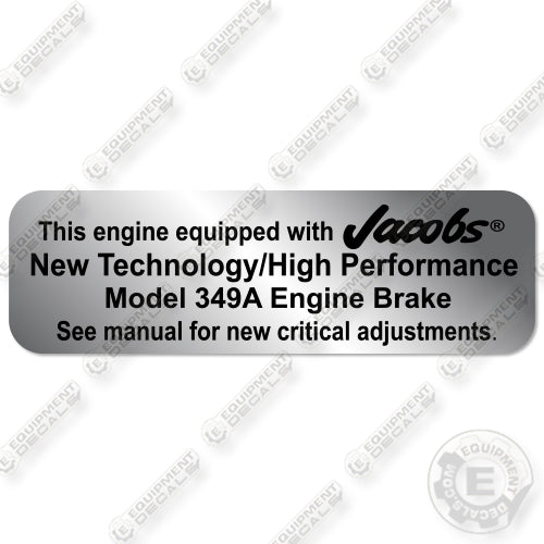 Jacobs 349A Decal Kit Engine Brake - Aftermarket Kit
