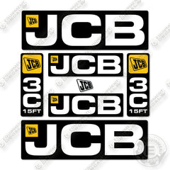 JCB 3C 15 Feet 4T Decal Kit Backhoe- New Style- Aftermarket Kit