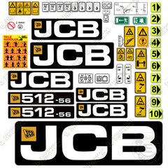 Fits JCB 512-56F Decal Kit Telehandler - Matte Finish