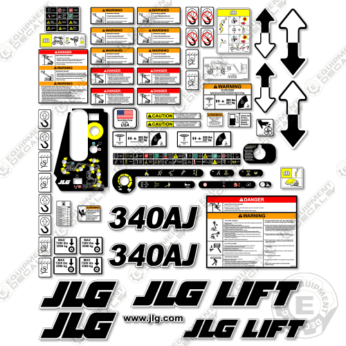 Fits JLG 340AJ Decal Kit Boom Lift